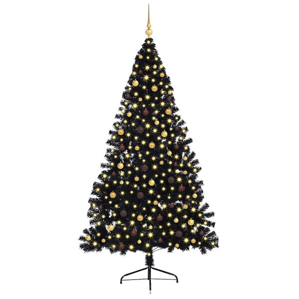 vidaXL K&uuml;nstlicher vorbeleuchteter Weihnachtsbaum Schwarz 240 cm PVC