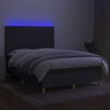 vidaXL Boxspringbett mit Matratze & LED Dunkelgrau 140x200 cm Stoff