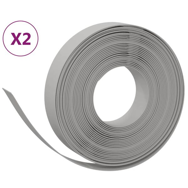 vidaXL Rasenkanten 2 Stk. Grau 10 m 10 cm Polyethylen