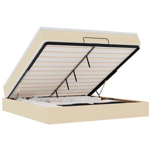 vidaXL Ottoman-Bett mit Matratze Creme 180x200 cm Stoff