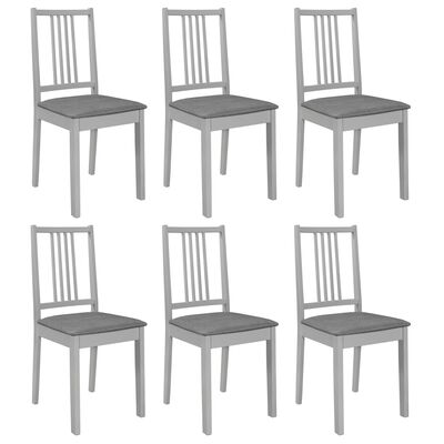 vidaXL Esszimmerstühle mit Polstern 6 Stk. Grau Massivholz