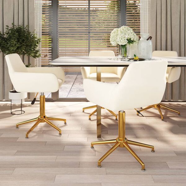 vidaXL Esszimmerst&uuml;hle 4 Stk. Drehbar Creme Samt