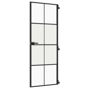 vidaXL Innent&uuml;r Schlank Schwarz 76x201,5 cm Hartglas und Aluminium