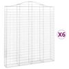 vidaXL Gabionen mit Hochbogen 6 Stk. 200x30x220/240cm Verzinktes Eisen