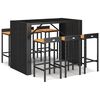 vidaXL 7-tlg. Gartenbar-Set Schwarz Poly Rattan & Massivholz Akazie