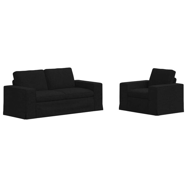 vidaXL Sofa 2 pcs Schwarz 182 x 80 x 82 cm Stoff