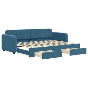 vidaXL Tagesbett Ausziehbar mit Schubladen Blau 80x200 cm Samt