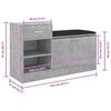 vidaXL Schuhbank Betongrau 94,5x31x57 cm Holzwerkstoff