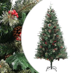 vidaXL Weihnachtsbaum mit Zapfen Gr&uuml;n 225 cm PVC & PE