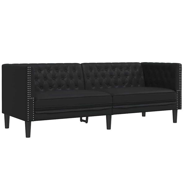 vidaXL Wohnzimmer Couch 2 pcs Schwarz 194 x 74,5 x 70,5 cm Kunstleder