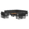 vidaXL Gartensofa-set 14 stk. Schwarz und Dunkelgrau Poly-Rattan