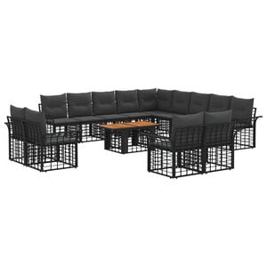 vidaXL Gartensofa-set 14 stk. Schwarz und Dunkelgrau Poly-Rattan