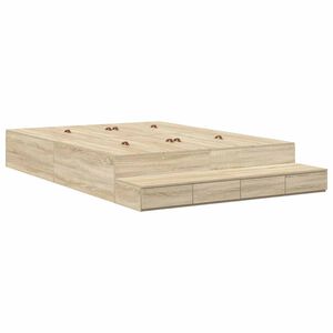 vidaXL Aufbewahrungsbettgestell Sonoma-Eiche 140 cm Holzwerkstoff