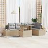 vidaXL Garten-Sofa-Set mit Kissen 6 pcs Beige Poly Rattan