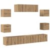 vidaXL 7-tlg. TV-Schrank-Set Wandmontage Artisan-Eiche Holzwerkstoff