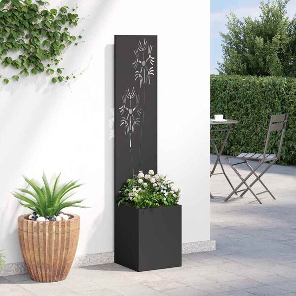 vidaXL Garten Sichtschutz-Leinwand Floral Schwarz 32 x 140 cm