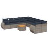vidaXL 11-teiliges Gartensofa-Set mit Kissen, grau, Polyrattan