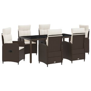 vidaXL Outdoortisch-Set 7 stk. Braun und Creme Wei&szlig; Poly-Rattan