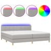 vidaXL Boxspringbett mit Matratze & LED Hellgrau 200x200 cm Stoff