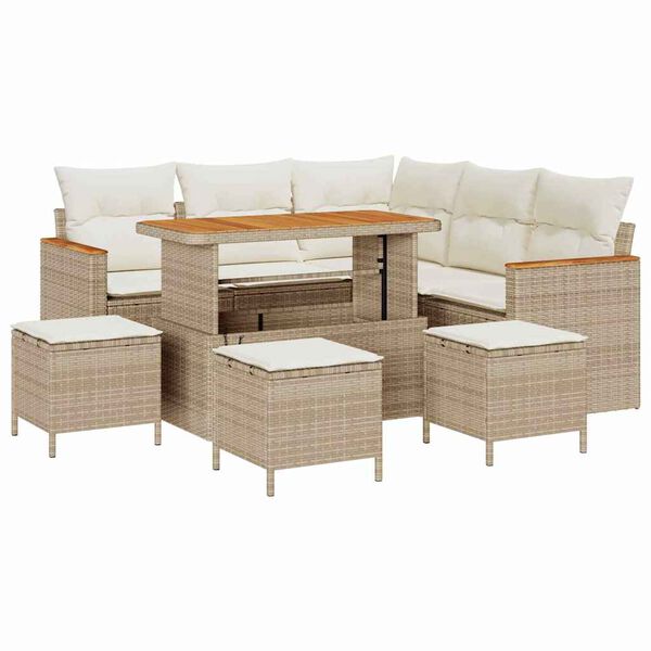 vidaXL Gartensofa-set 9 pcs Beige Poly-Rattan