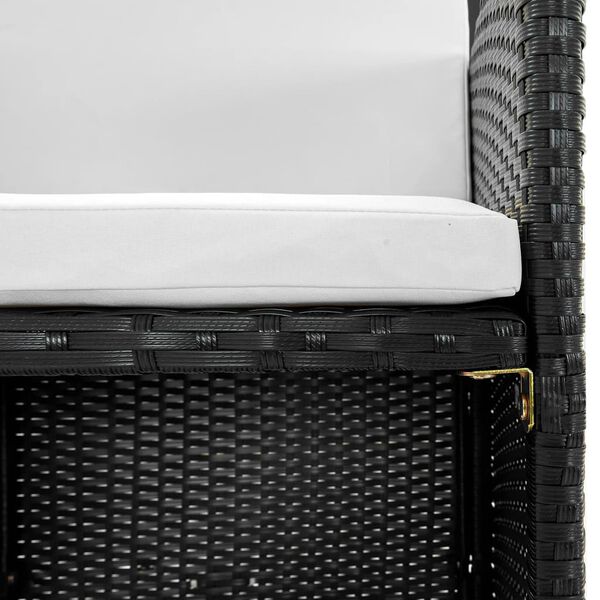 vidaXL 5-tlg. Garten-Essgruppe mit Auflagen Poly Rattan Schwarz