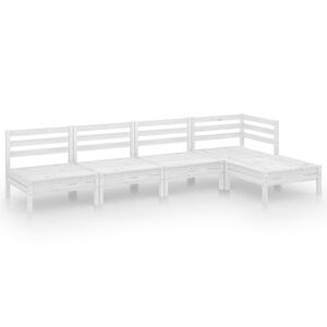 vidaXL 5-tlg. Garten-Lounge-Set Massivholz Kiefer Wei&szlig;