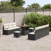 vidaXL Garten-Sofa-Set mit Kissen 10 pcs Schwarz Poly Rattan