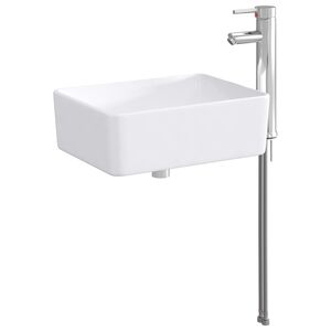vidaXL Waschbecken mit Wasserhahn und Abfluss Chrom