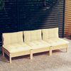vidaXL 3-Sitzer-Gartensofa mit Creme Kissen Massivholz Kiefer