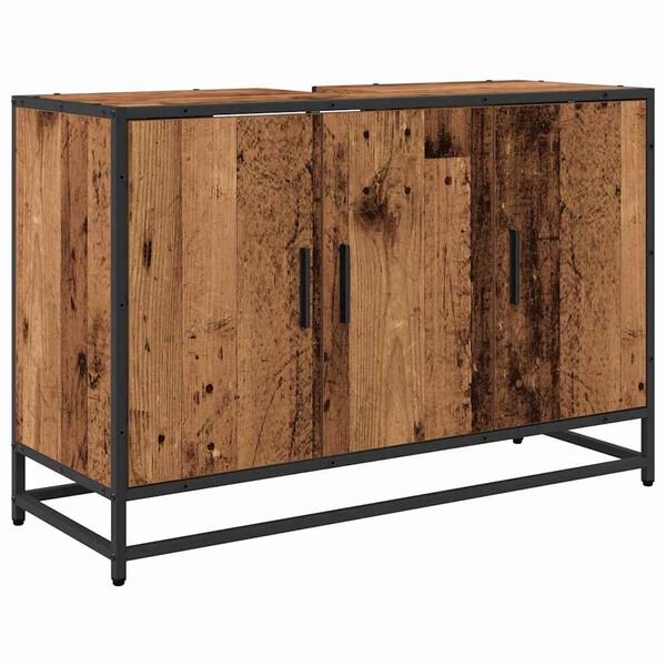 vidaXL Badezimmerschrank mit T&uuml;r Altholz 90 x 33 x 60 cm Holzwerkstoff