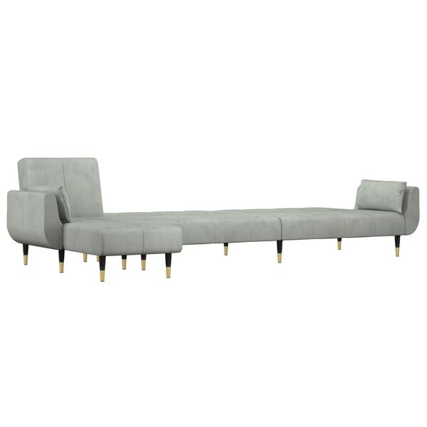 vidaXL Schlafsofa in L-Form Hellgrau 275x140x70 cm Samt