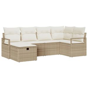 vidaXL Sofa Set mit Kissen 6 pcs Beige und Creme Poly-Rattan