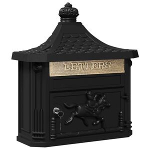 vidaXL Wandmontierter Briefkasten mit T&uuml;r Schwarz 40,5 x 16 x 45 cm