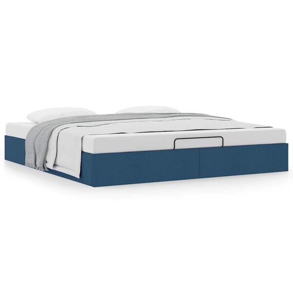 vidaXL Ottoman-Bett ohne Matratze Blau 160x200 cm Stoff