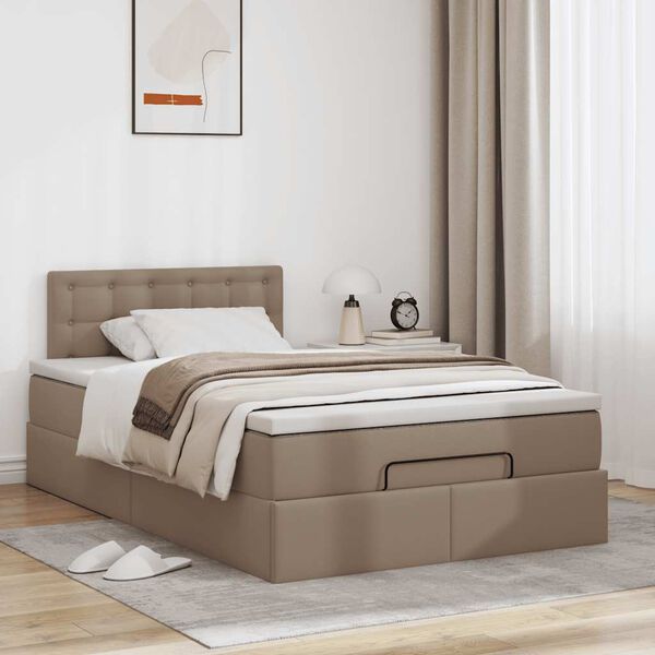 vidaXL Ottoman-Bett mit Matratze Cappuccino-Braun 120x190cm Kunstleder