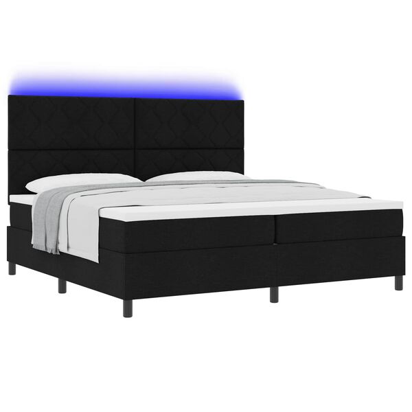 vidaXL Boxspringbett mit Matratze mit LED Schwarz 200 x 200 cm Stoff
