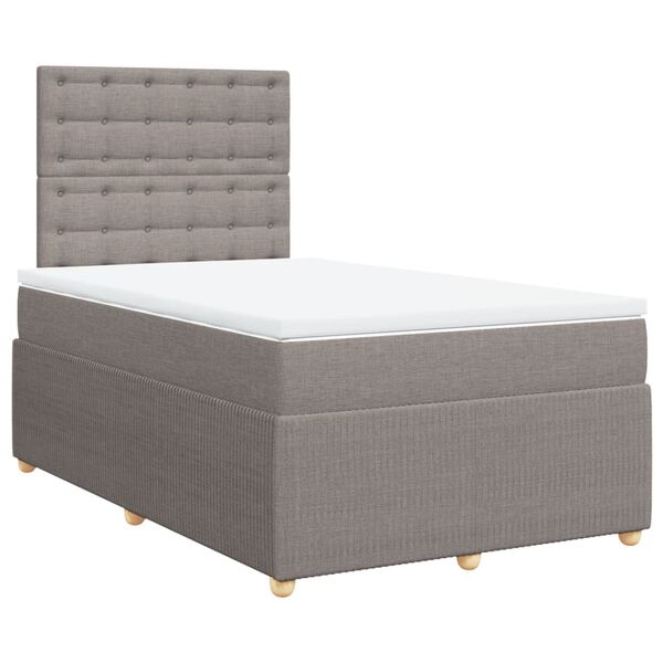 vidaXL Boxspringbett mit Matratze Taupe 120x190 cm Stoff