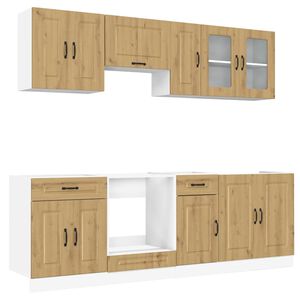 vidaXL 8-tlg. K&uuml;chenschrank-Set Kalmar Artisan-Eiche Holzwerkstoff
