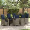 vidaXL Garten Essgruppe mit Kissen 7 pcs Schwarz Poly Rattan