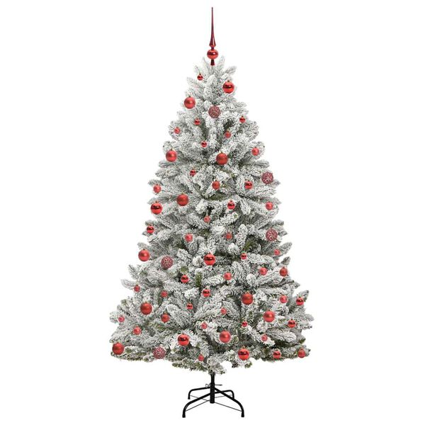 vidaXL K&uuml;nstlicher Weihnachtsbaum Gr&uuml;n und Wei&szlig; 180 cm PVC und Metall