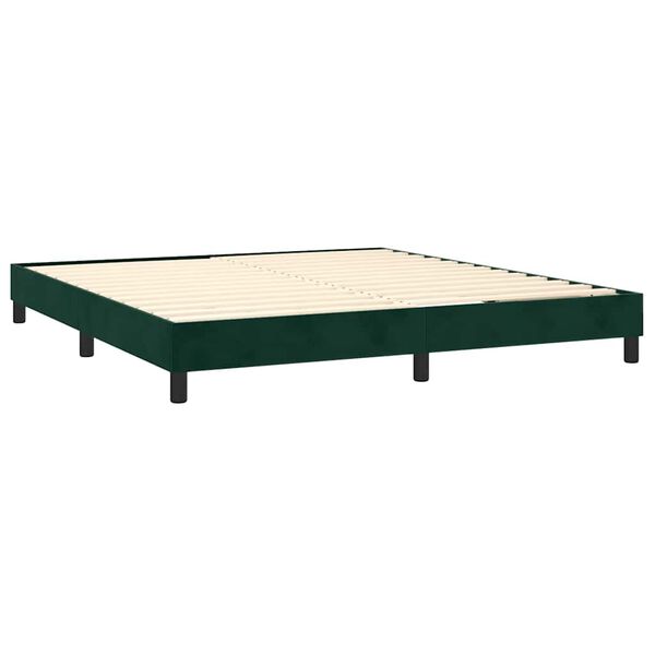 vidaXL Boxspringbett mit Matratze Dunkelgr&uuml;n 180x200 cm Samt
