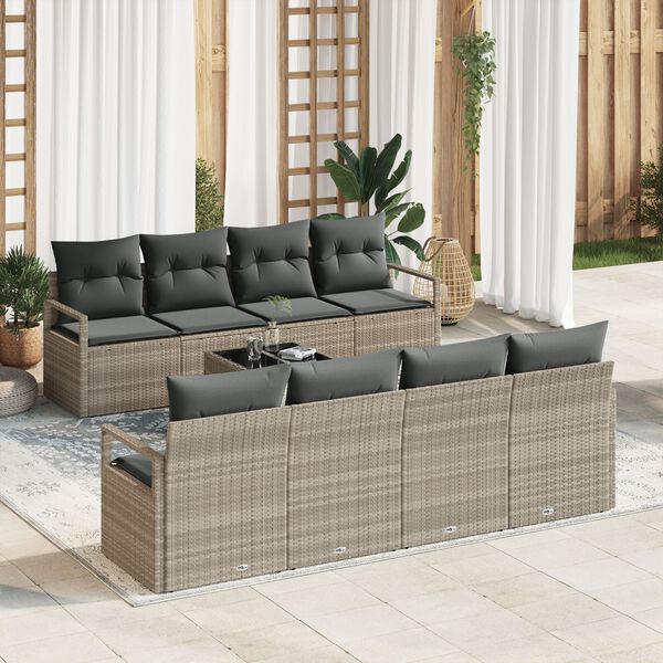 vidaXL Sofa Set 7 pcs Hellgrau Poly-Rattan