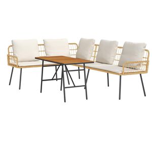 vidaXL Gartensofa-set 2 pcs Beige Poly-Rattan