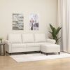 vidaXL 3-Sitzer-Sofa mit Hocker Creme 180 cm Kunstleder