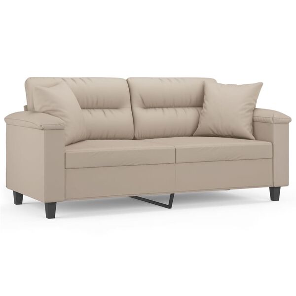 vidaXL 2-Sitzer-Sofa mit Kissen Creme 140 cm Mikrofasergewebe