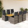 vidaXL 7-tlg. Garten-Bistro-Set mit Kissen Grau Poly Rattan