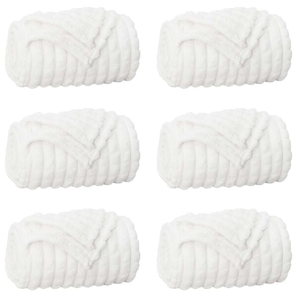 vidaXL Wohndecken 6 pcs Wei&szlig; 240 x 220 cm Fleece