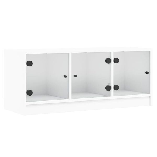 vidaXL TV-Schrank mit Glastüren Weiß 102x37x42 cm