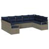 vidaXL Sofa Set mit Kissen 9 pcs Grau Poly-Rattan