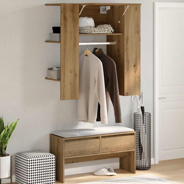 vidaXL Flurschrank Artisan-Eiche 97,5x37x99 cm Holzwerkstoff